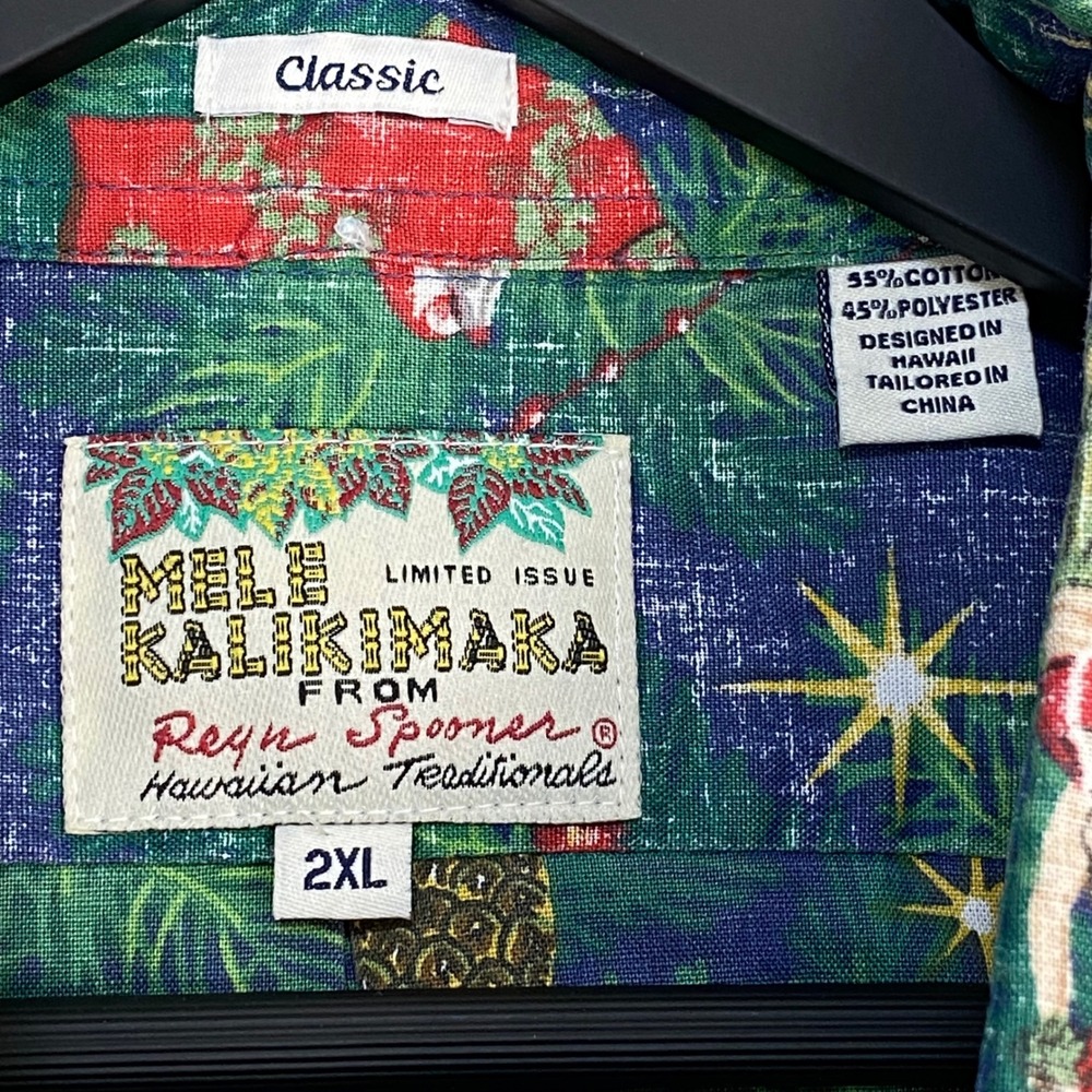 Reyn Spooner Mele Kalikimaka Hawaiian Shirt Men 2XL Blue Christmas 2022 Aloha - Picture 3 of 16